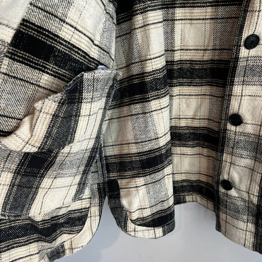 Lucky Brand Womens Buffalo Plaid Midweight Shacket Shirt Jacket MEDIUM Beige - Picture 5 of 12
